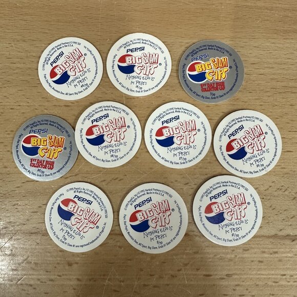 1995 Pepsi Cola Retro Design Pogs Official Licensed Big Slam Caps Lot 10 - Picture 2 of 2